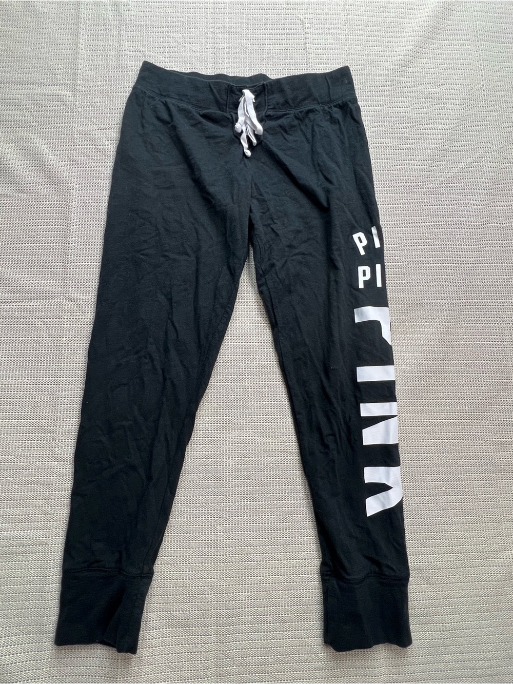 Victoria’s Secret PINK Black Lightweight Knit Logo Jogger Pants Women’s M